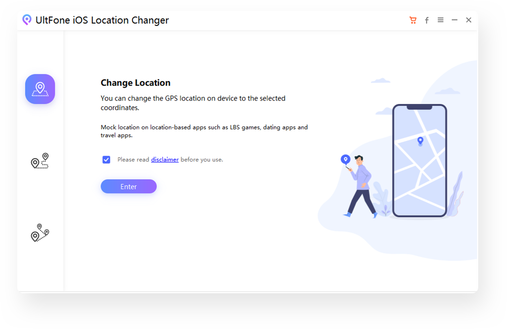 Wähle einen Modus auf iOS Location Changer