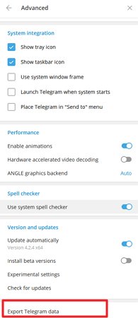 export telegram data