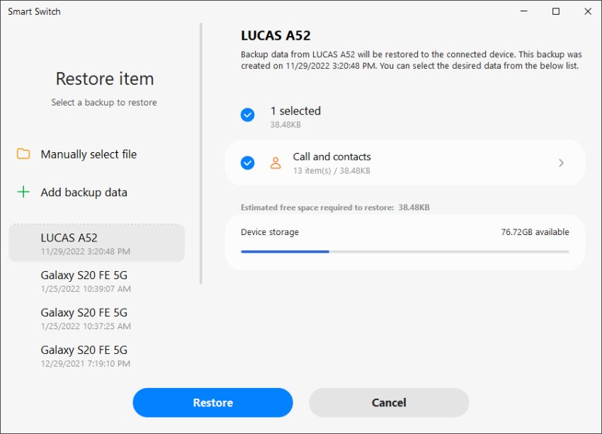 restore contacts on samsung phone via smart switch 2