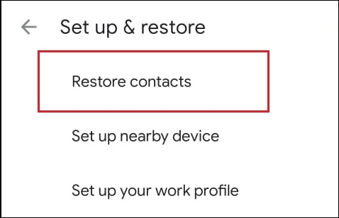 restore contacts from google backup