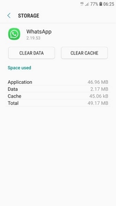 clear whatsapp cache on android to fix whatsapp crashing