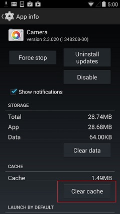 clear camera cache on Samsung