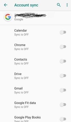 disable all sync for google account