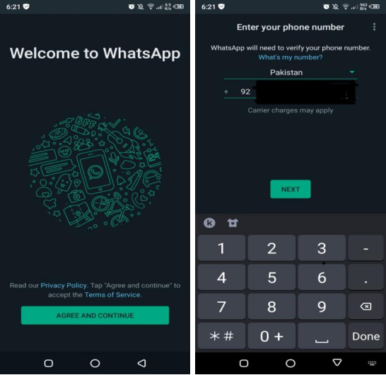 Instale e inicie WhatsApp en su teléfono Android.