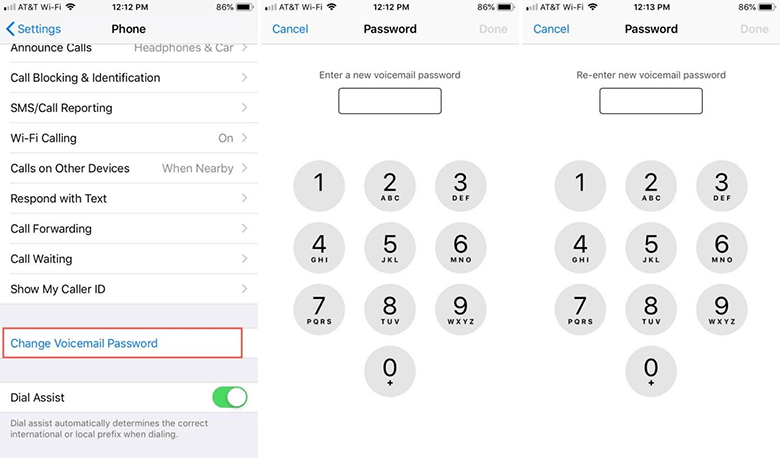 reset voicemail password