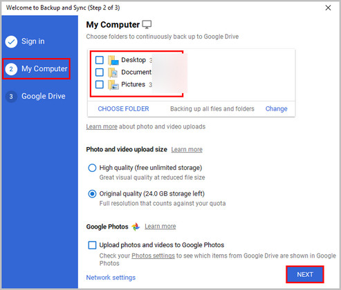 Google Drive backup