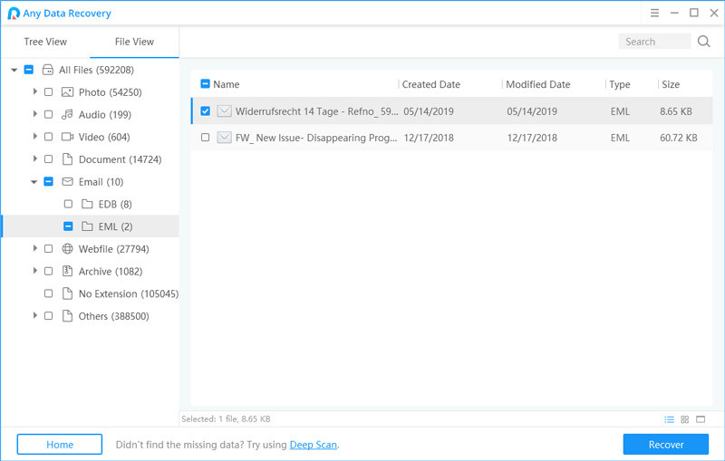 recover deleted emails