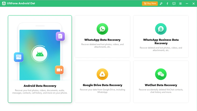 ultfone android data recovery main interface