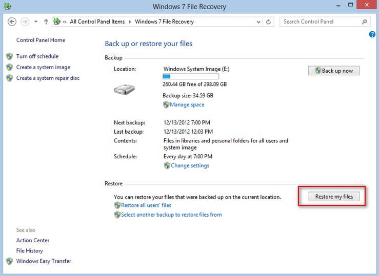 How do I click restore for Windows 8?