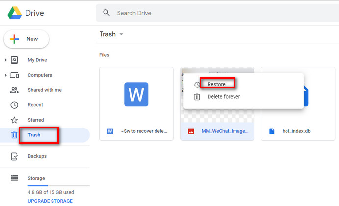 how to recover deleted files from trash in google drive