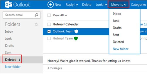 restore hotmail inbox