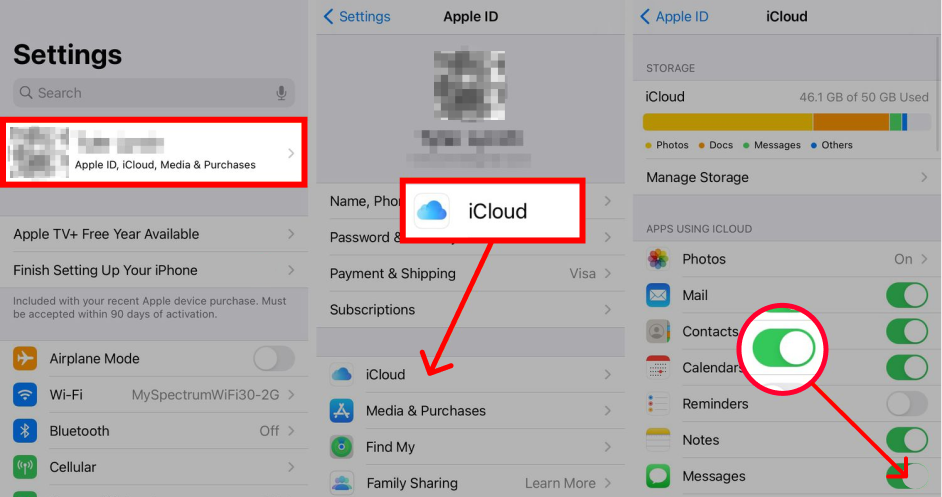 check iCloud messages turned on