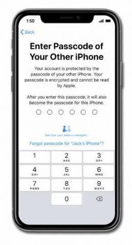 enter the passcode of other iphone 15