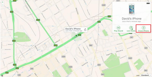erase iphone from icloud
