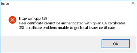 Curl error 60 ssl certificate problem. SSL Certificate problem: unable to get local Issuer Certificate source Tree.