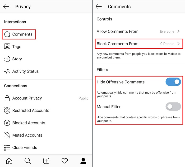 change instagram comment settings