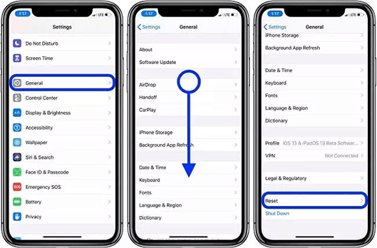 reset all setting on iphone