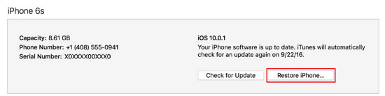 restore iphone in itunes