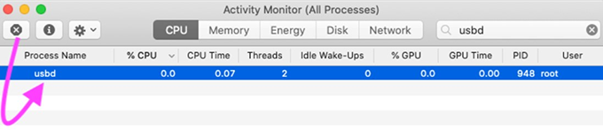 stop the usbd process to troubleshoot the iphone mac connection issue