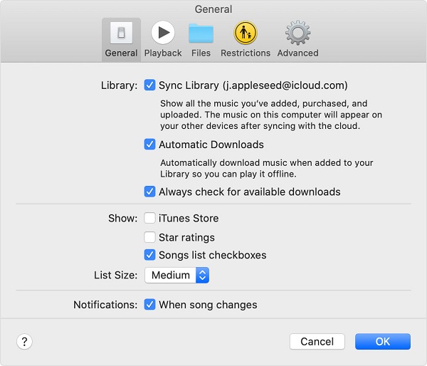 turn on iCloud music library on Mac