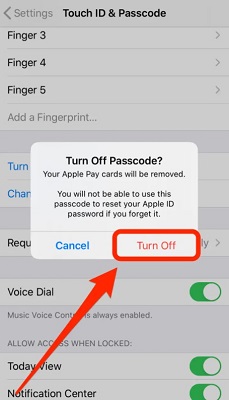 disable screen lock to solve iPhone update error 4000