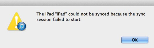 itunes sync session failed to start error