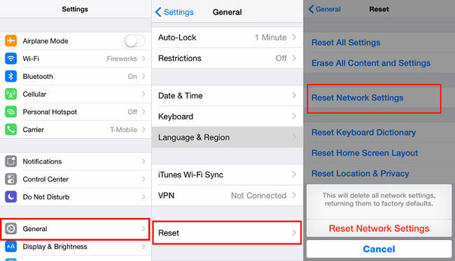 reset network setting to turn off find my iphone