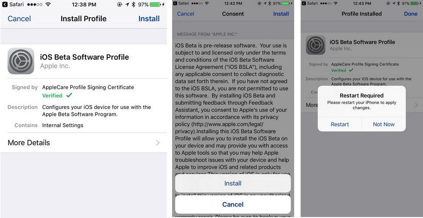 install ios beta profile