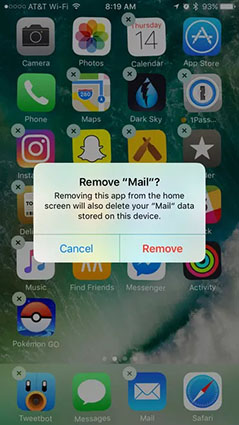 remove mail app to fix iphone mail app not working