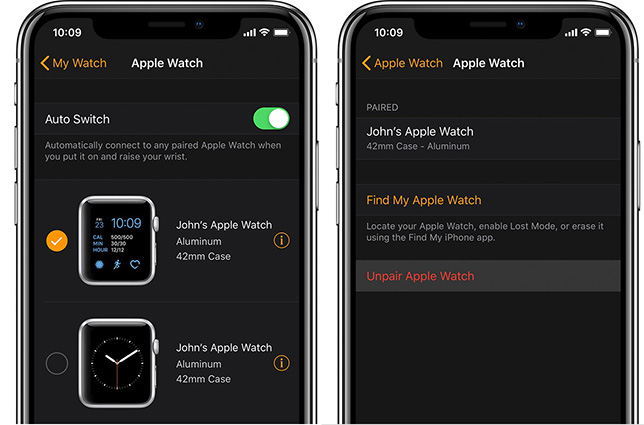 unpair apple watch