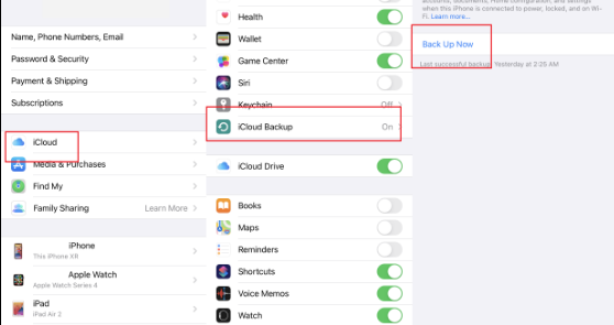 backup through icloud