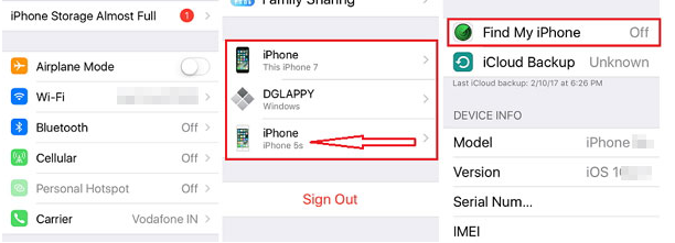 disable find my iphone