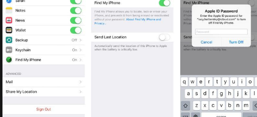 turn off find my iphone