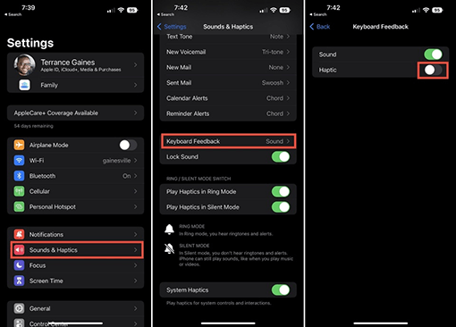enable keyboard haptic