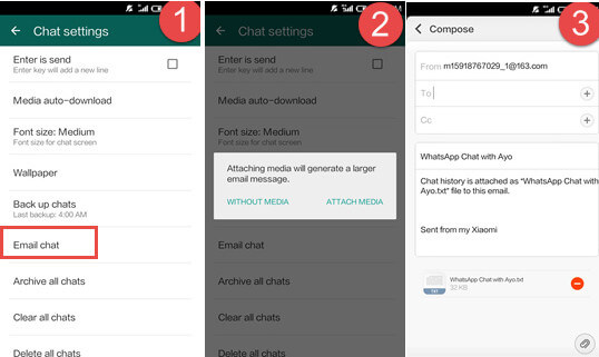 transfer whatsapp from android to iphone using email