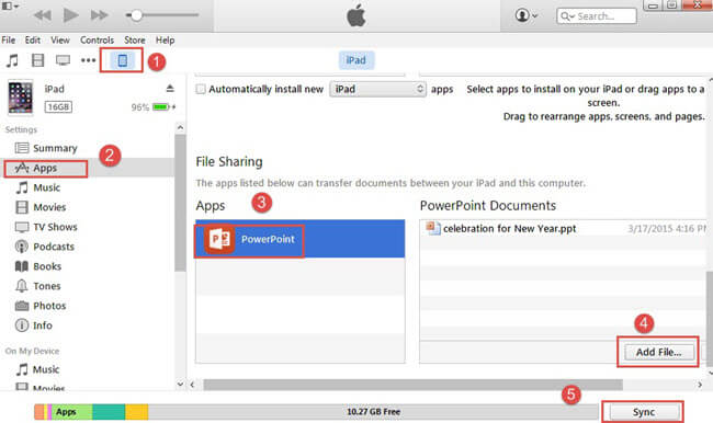 transfer powerpoint to ipad itunes