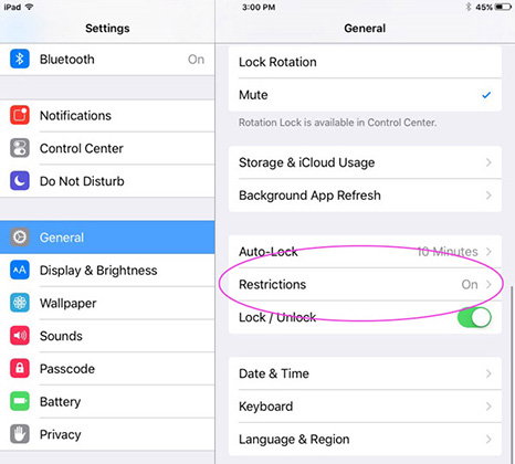 disable restrictions
