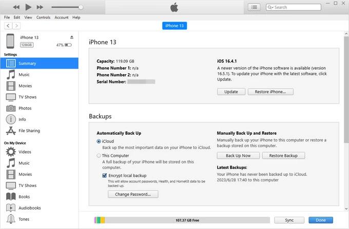 find deleted imessages through itunes
