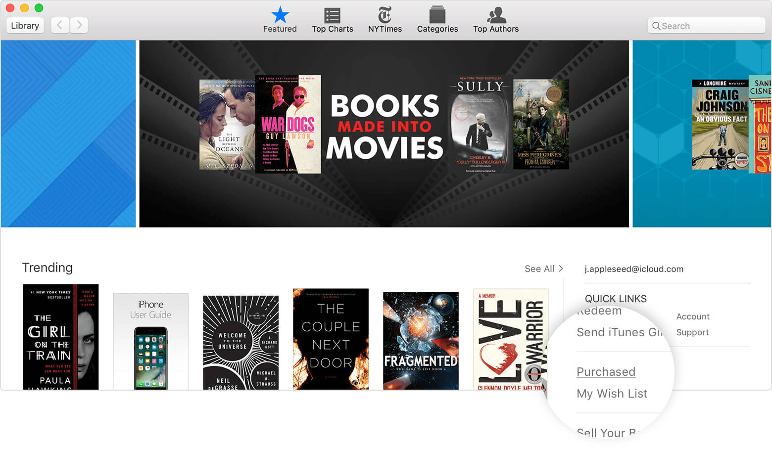 Method 2: Free Restore Deleted Books from iTunes Store.