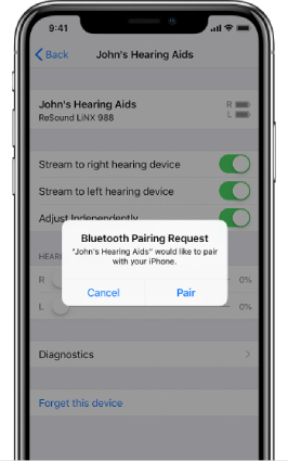 bluetooth pairing request