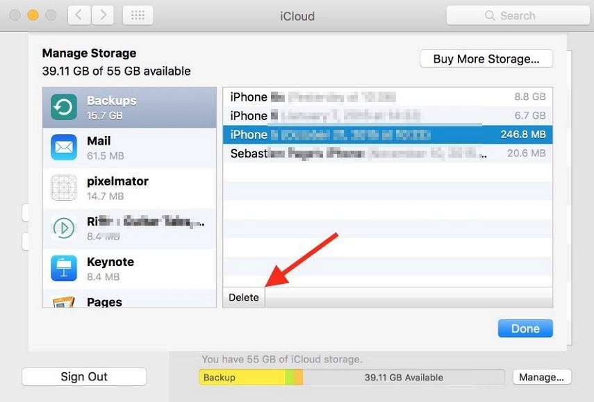 delete icloud backup on mac