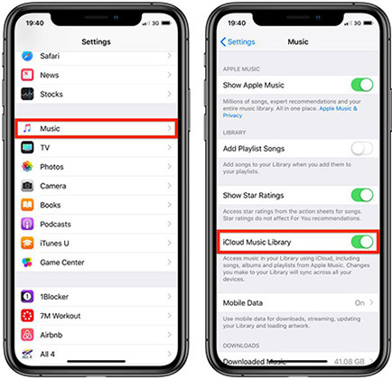 enable iCloud music library