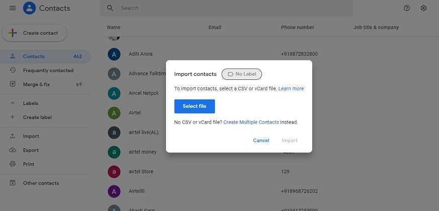 import iphone contacts to google