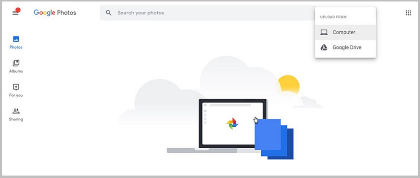 select photos from computer to sycn to google photos