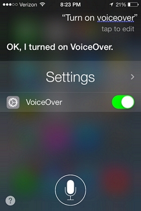 tell siri turn on voiceover