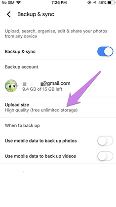 start syncing photos to google photos on iphone