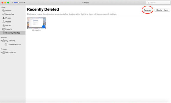 click recently deleted