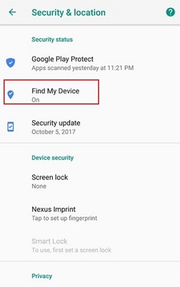 disable find my device android 2019
