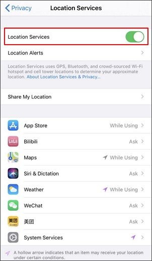 iphone location service