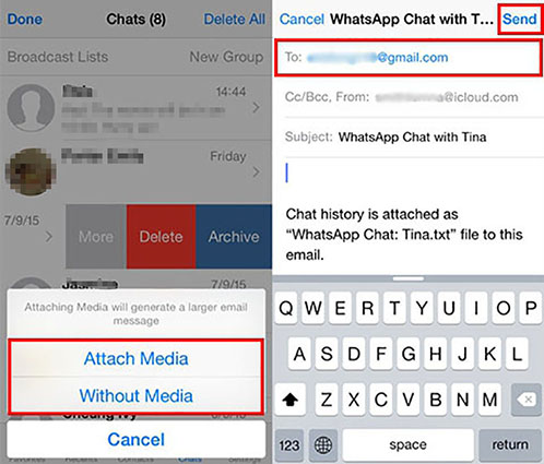 WhatsApp-Nachrichten per E-Mail senden